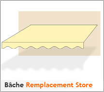 Bache de remplacement pour store sur mesure Bache de remplacement pour store sur mesure