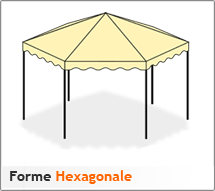 Bache PVC sur mesure pour tonnelles de forme hexagonale Bache PVC sur mesure pour tonnelles de forme hexagonale