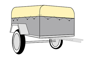 Bâche PVC sur mesure pour remorque bagagère bord arrondi