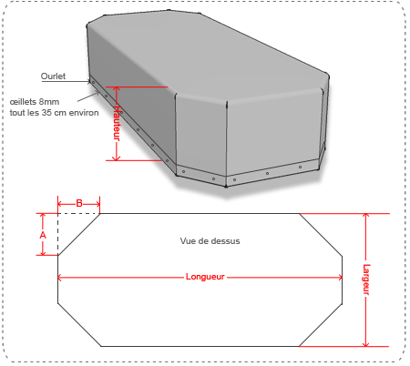 Bâche de protection 240g/m² pour piscine rectangulaire